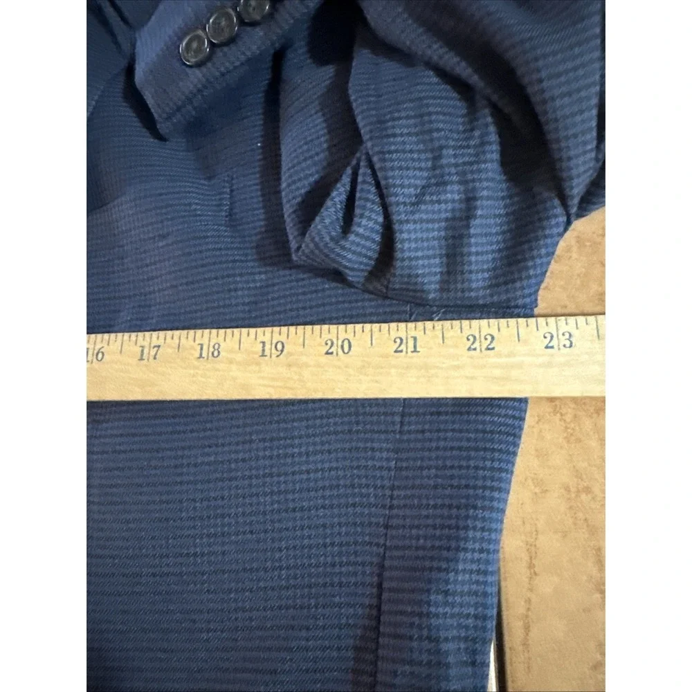 LRL Ralph Lauren Black Label Sport Coat 42R Blazer Jacket Blue Houndstooth Plaid - Picture 7 of 11